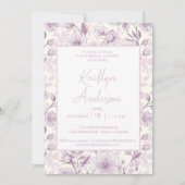 Hellviolette florale Chinoiserie-Brautparty Einladung (Vorderseite)