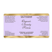 Hellviolette & Gold Kosmetik-Tropfflaschen-Etikett (Vorne)