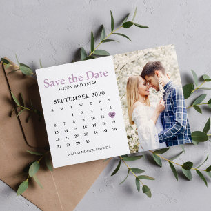 Hellviolette Hochzeits-Save-the-Date-Kalender-Foto Save The Date