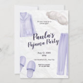 Hellviolette Pyjamaparty für Mädchen zum Übernacht Einladung (Vorderseite)