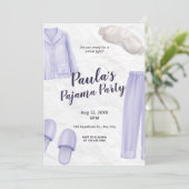 Hellviolette Pyjamaparty für Mädchen zum Übernacht Einladung (Stehend Vorderseite)