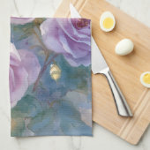 Hellviolette Rosen Impressionistische Blumen Geschirrtuch (Viertel Falte)