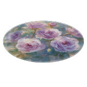 Hellviolette Rosen Impressionistische Blumen Schneidebrett (Ecke)
