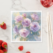 Hellviolette Rosen Impressionistische Blumen Serviette (Beispiel)