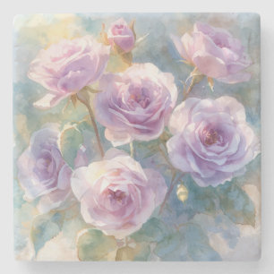 Hellviolette Rosen Impressionistische Blumen Steinuntersetzer
