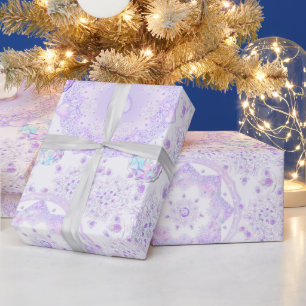 hellviolette Schneeflocke & glänzendes Herz Geschenkpapier