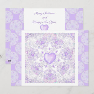 HELLVIOLETTE SCHNEEFLOKKE & GLITZERNDES HERZ FEIERTAGSKARTE
