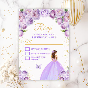 Hellviolette und goldbraune Haarprinzessin RSVP Karte