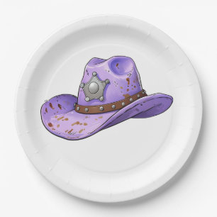 Hellvioletter Cowgirl-Hut Pappteller