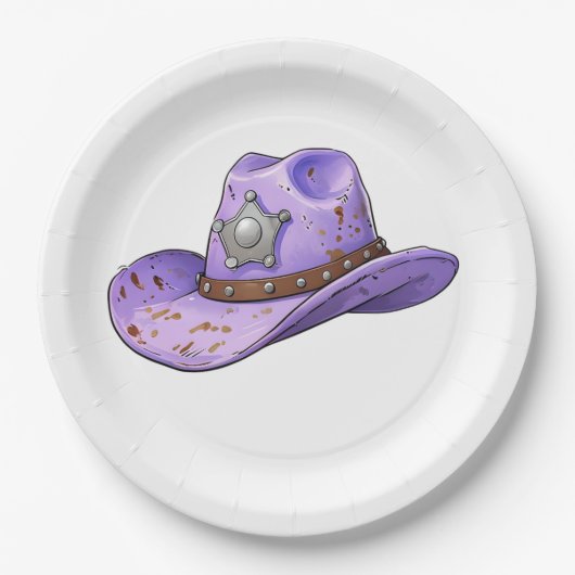 Hellvioletter Cowgirl-Hut Pappteller (Vorderseite)