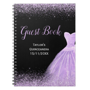 Hellvioletter Kleid Faux Glitter Quinceanera Gast  Notizblock