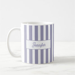 Hellvioletter Streifen-Monogramm Kaffeetasse