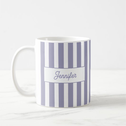Hellvioletter Streifen-Monogramm Kaffeetasse (Links)