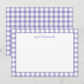 Hellviolettes Gingham-Karo personalisierte Karte  (Vorne/Hinten)