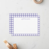 Hellviolettes Gingham-Karo personalisierte Karte  (Vorderseite/Rückseite Beispiel)