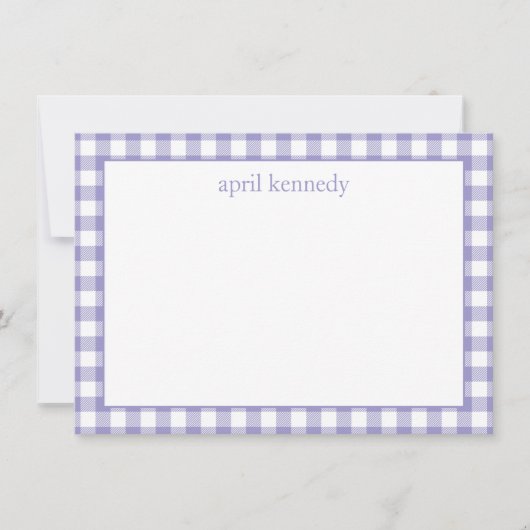 Hellviolettes Gingham-Karo personalisierte Karte  (Vorderseite)