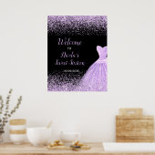 Hellviolettes Kleid mit falschem Glitter Sweet 16  Poster (Küche)