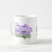Hellviolettes und weißes Stiefmütterchen-Paar Kaffeetasse (Vorderseite Links)
