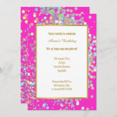 HELLWARZPINK WEISSE HOLOGRAPHISCHE SPOTE EINLADUNG (Vorne/Hinten)