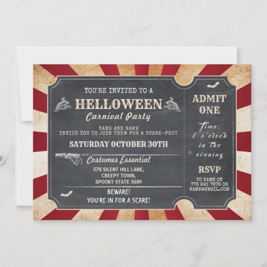 HELLween Halloween-Party Circus Horror Ticket Einladung (Vorderseite)