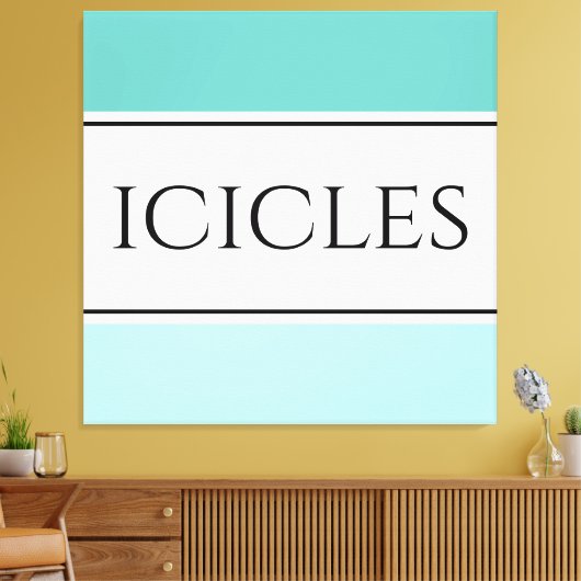 Hellweiße Coole, Aquamarine Polsterstreifen - ICLE Leinwanddruck (Insitu (Wohnzimmer))