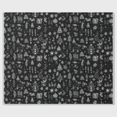 Hellweiße schwarze Boho Weihnachtsbaumen Snowman Geschenkpapier (Flach)