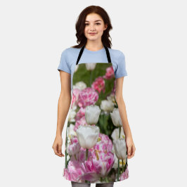 Hellweiße und rosa Tulpen an einem sonnigen Tag Schürze