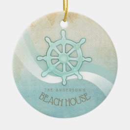 Helm Aqua Blue ID623 Beach House Nautical Boat Keramik Ornament