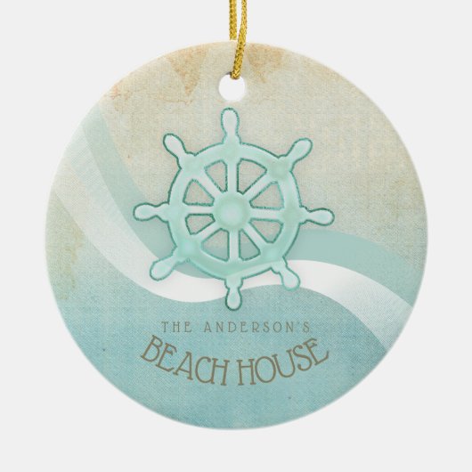 Helm Aqua Blue ID623 Beach House Nautical Boat Keramik Ornament (Vorne)
