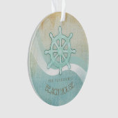 Helm Aqua Blue ID623 Beach House Nautical Boat Ornament (Vorderseite)