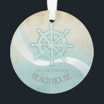 Helm Aqua Blue ID623 Beach House Nautical Boat Ornament<br><div class="desc">Dieses Acryl-Ornament-Design in den sanften Farben Meer und Sand erlaubt es Ihnen, einfach Ihren eigenen Namen und Text mit der bereitgestellten Vorlage hinzuzufügen. Das einfache Boot-Helm-Bild auf einem gebeutelten, wasserfarbenen Hintergrund wird durch einen Wellenakzent in Aqua und Weiß hervorgehoben. Wenn Sie nicht das Glück haben, ein Strandhaus oder eine Hütte...</div>