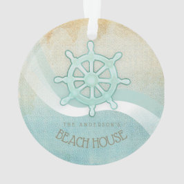 Helm Aqua Blue ID623 Beach House Nautical Boat Ornament