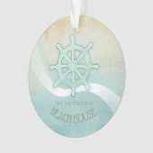 Helm Aqua Blue ID623 Beach House Nautical Boat Ornament (Vorderseite)