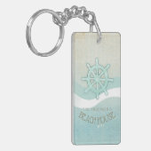 Helm Aqua Blue ID623 Beach House Nautical Boat Schlüsselanhänger (Vorderseite links)