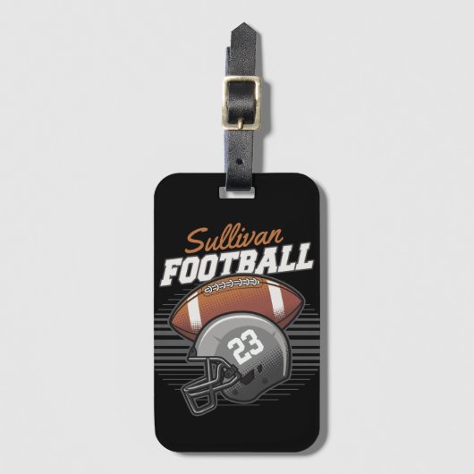 Helm der personalisierten Fußballmannschaft Gepäckanhänger (Vorderseite Vertikal)