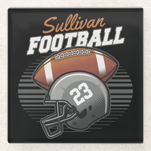 Helm der personalisierten Fußballmannschaft Glasuntersetzer (Vorderseite)