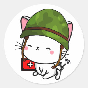 Helm der White Cat Wear Runder Aufkleber