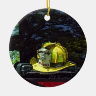 Helm des Gelben Feuerwehrkapitän Keramik Ornament