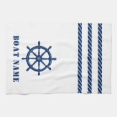 Helm des Schiffes auf dem Nautischen Rad lässt den Geschirrtuch (Horizontal)