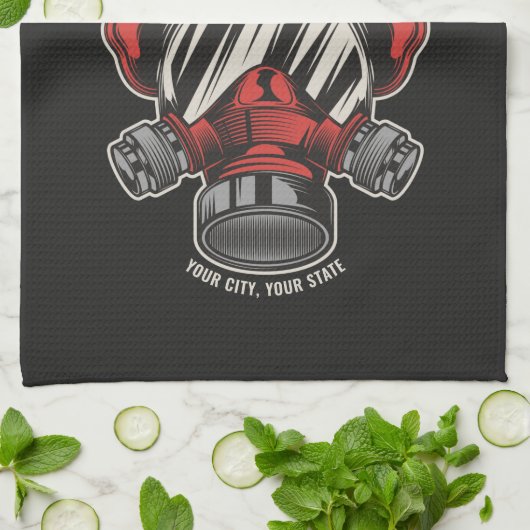 Helm für personalisierte Feuerwehrmaske Geschirrtuch (Gefaltet)