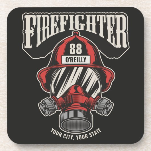 Helm für personalisierte Feuerwehrmaske Getränkeuntersetzer (Vorderseite)