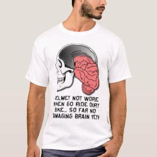 Helm Gehirn Schaden Lustig Dirt Bike Motocross T-S T-Shirt
