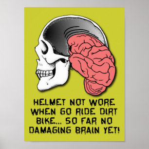 Helm Gehirnschaden Lustig Dirt Bike Motocross Beit Poster