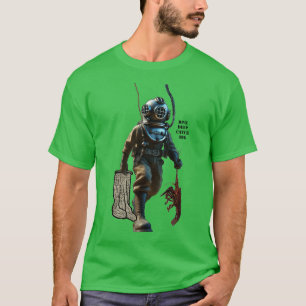 Helm-Taucher beim Fangen einer Languste unter Wass T-Shirt