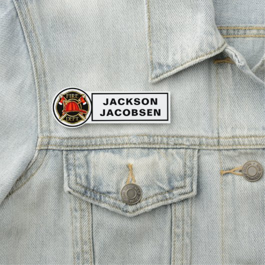 Helm und Äxte Schwarz und Weiß der Feuerwehr Namensschild (Beispiel)