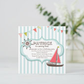 Helm und Sailboat Einladung zum Geburtstag (Stehend Vorderseite)