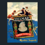 Helmar Turkish Cigarettes Art Deco Add Poster<br><div class="desc">Beim Verkauf von Zigaretten im Art Deko Stil bedeuteten viele Mädchen. Und ein Typ mitten im Ozean mit einer Zigarette,  die aus dem Mund hängt.</div>