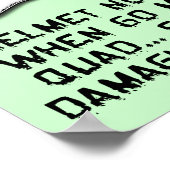 Helmet Brain Damage Funny ATV Quad Poster Sign (Ecke)