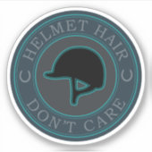 Helmet Hair Don't Care - Englisch Reithelm Aufkleber (Vorderseite)
