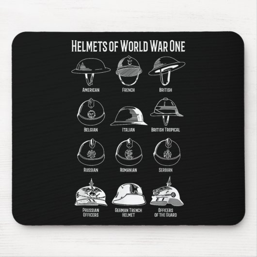 Helmets Charts des Ersten Weltkriegs Mousepad (Vorne)